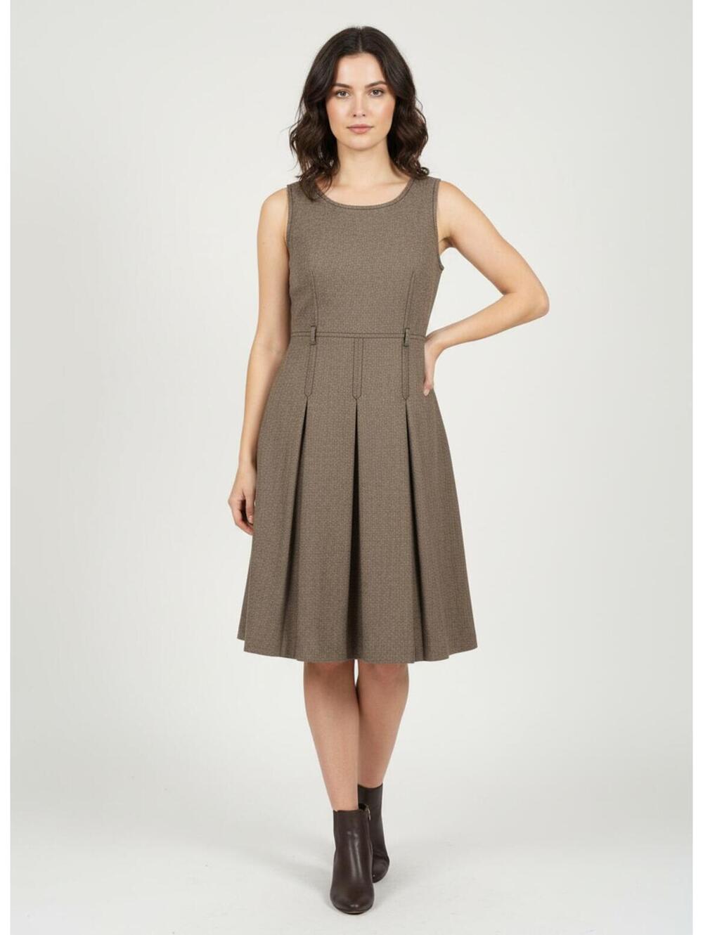 LOFT Petites Sleeveless‎ Brown Herringbone Dress Size 4P